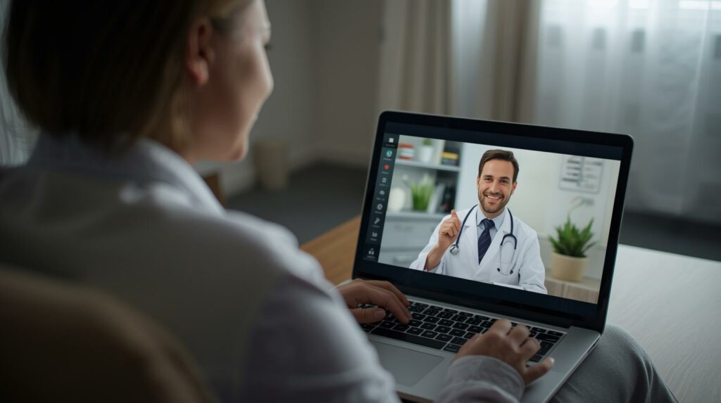 Consulta médica online a apoiar exercício físico para deixar de fumar durante a cessação tabágica