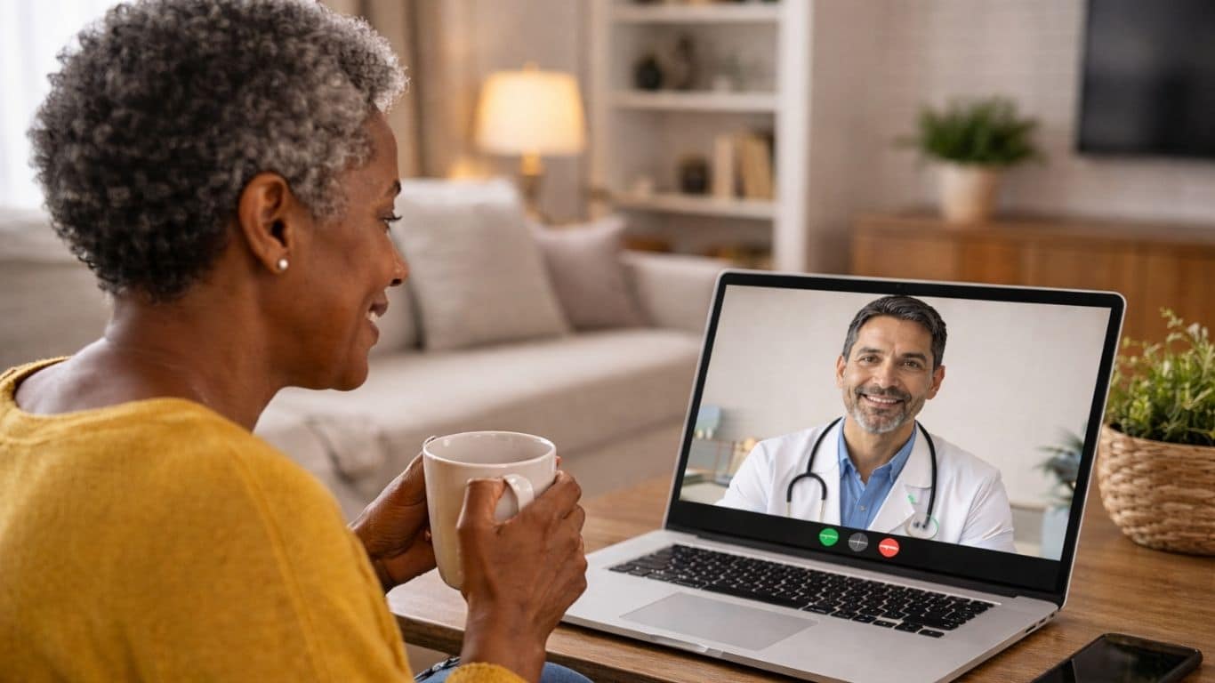 Pessoa em teleconsulta médica a relatar sintomas de anafilaxia