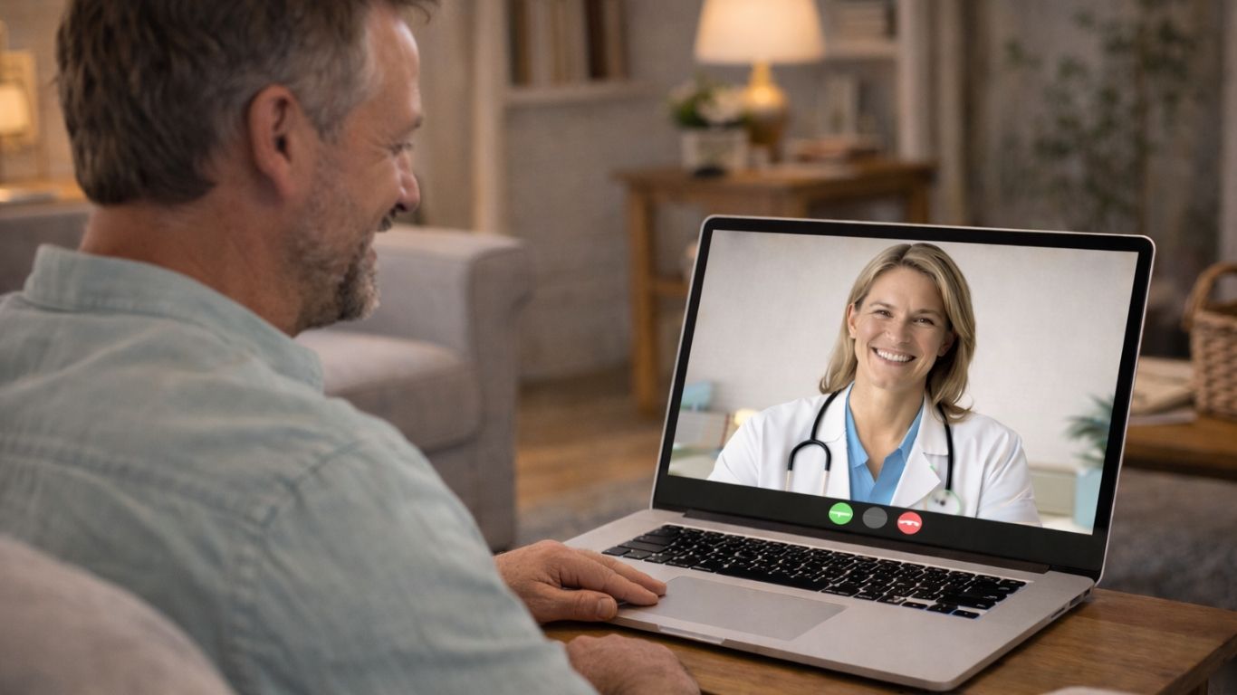 Homem em teleconsulta para controlo de peso