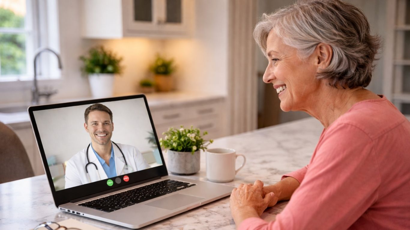 Mulher em teleconsulta médica para sintomas de dengue