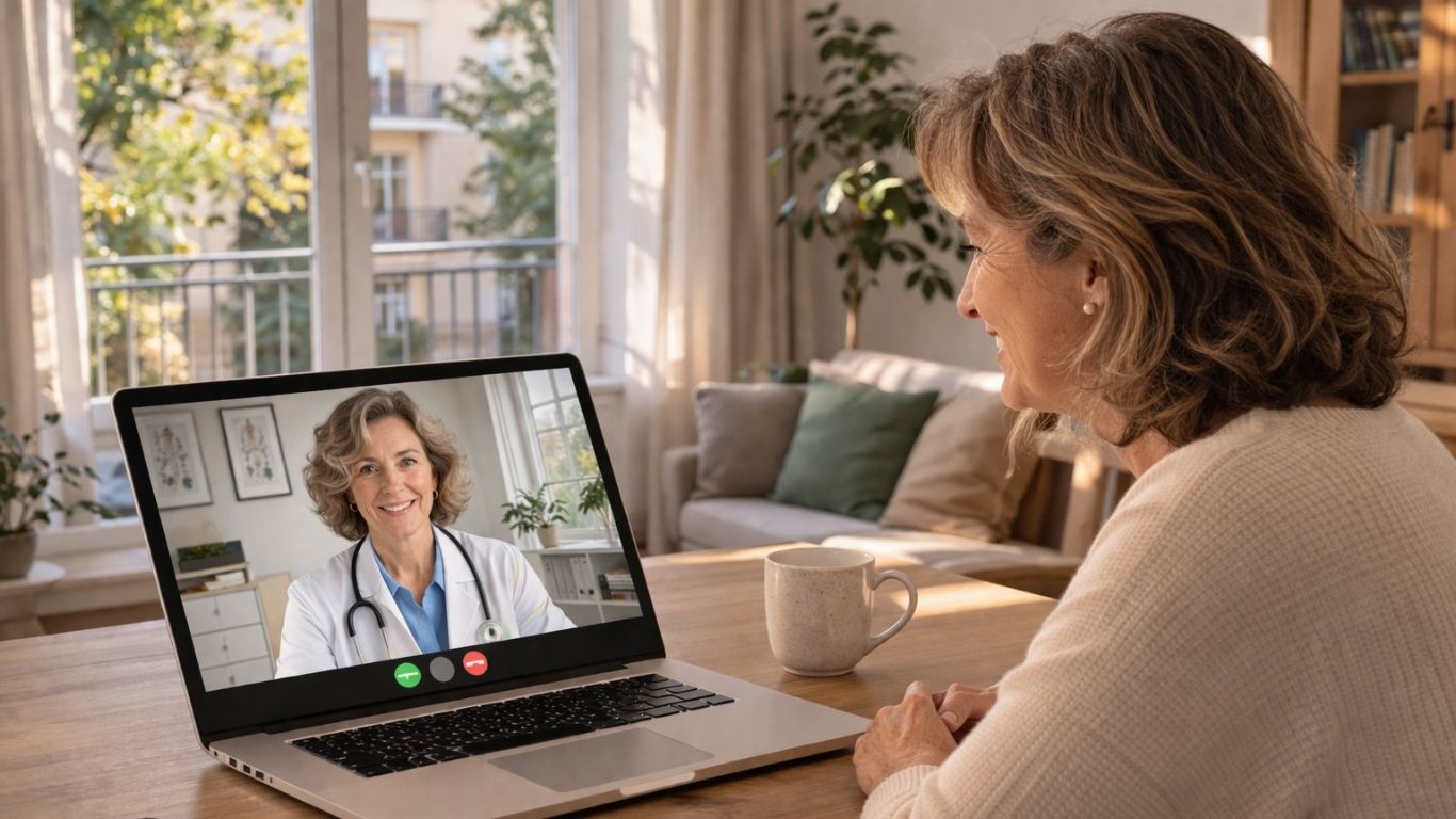 Mulher em teleconsulta para acompanhamento da obesidade