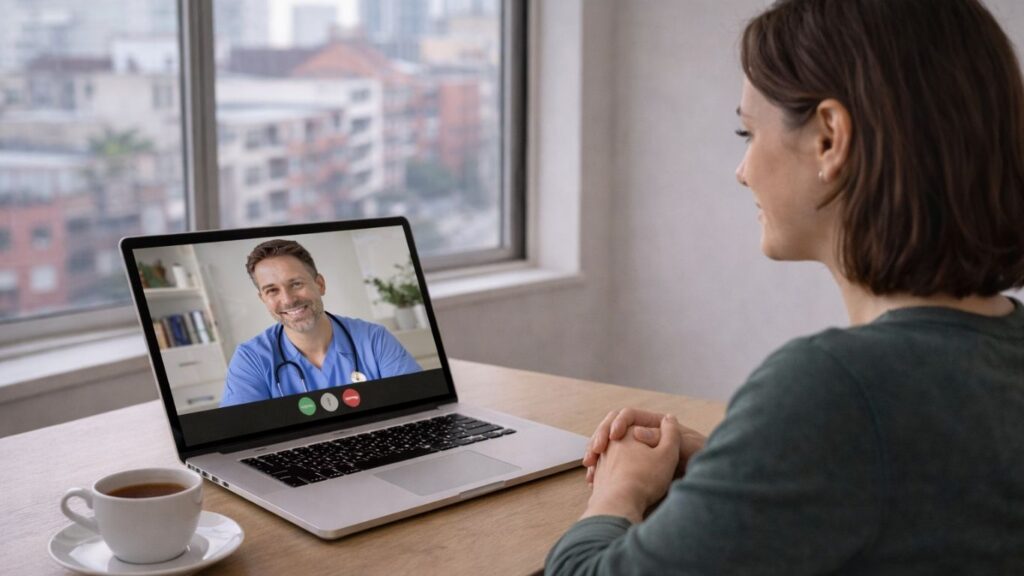 Pessoa em consulta online com médico para discutir resposta a tratamento e possível resistência