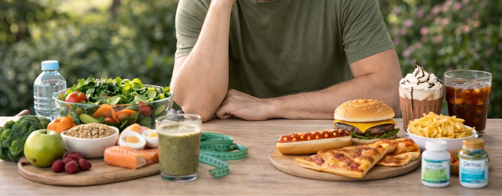 Comparação entre alimentos saudáveis e fast food relacionada com dieta